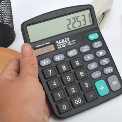  Máy tính tiền 12 số to 2 nguồn năng lượng Baoke EC837