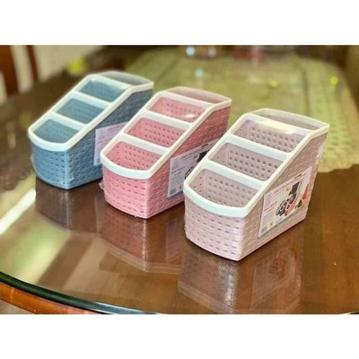 Khay nhựa tiện ích 4 ngăn, lục giác để bàn, đựng đồ, khay nhựa 4 ngăn, đựng bút, đồ dùng đa năng