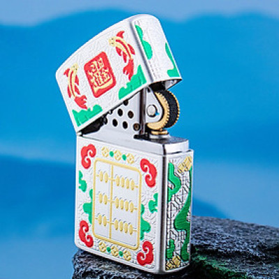 Vỏ Hộp Quẹt Bật Lửa Xăng Đá Zorro Z2-1150 Họa Tiết Bàn Tính và Cá Chép Tài Lộc May Mắn Phát Tài - Mẫu Mới