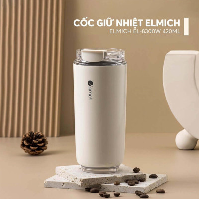Ly giữ nhiệt inox 304 Elmich EL8300 dung tích 420ml, Hàng chính hãng, chống rò rỉ, nắp dạng bật - JoyMall