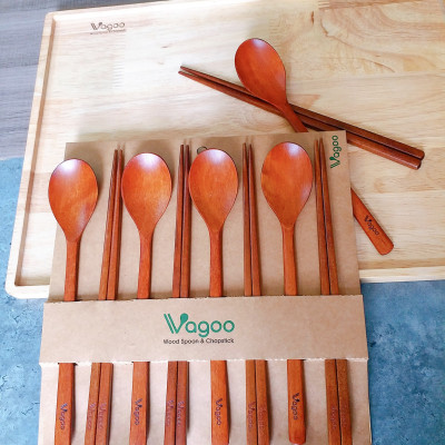 Bộ Muỗng Đũa Gỗ Xuất Nhật, Hàn - VAGOO - Làm Thủ Công Chống Thấm Chống Ẩm Mốc An Toàn Cho Sức Khoẻ