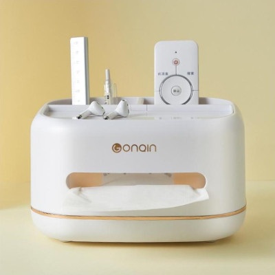 Hộp Đựng Khăn Giấy Để Bàn - Có Ngăn Để Đồ Đa Năng, Chất Liệu Nhựa ABS Cao Cấp