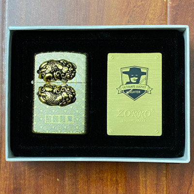 Vỏ Hộp Quẹt Bật Lửa Xăng Đá Zorro Z92054A Thiết Kế Đẹp Độc Lạ - Dùng Xăng Bấc Đá Cao Cấp