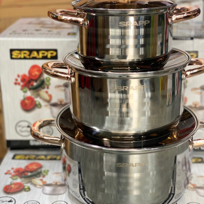 Bộ 3 nồi inox SHARP 5 đáy Cao cấp