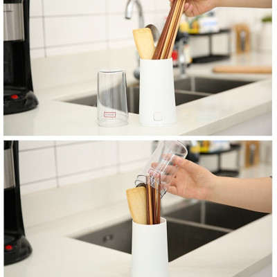 Combo 05 đôi đũa tre xoắn Tanaka 23cm ( giao màu/kiểu ngẫu nhiên) + 1 ống đựng đũa/thìa đa năng ( Giao  màu ngẫu nhiên) - Hàng nội địa Nhật Bản.