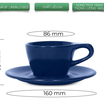 Bộ đĩa và ly sứ NotNeutral LINO Single Cappuccino 150ml