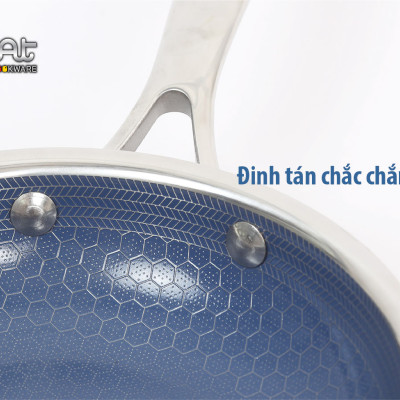[Hàng chính hãng] Chảo chiên/ rán iMAT Hybrid Blackcube chống dính Ceramic lòng xanh mới size 22cm