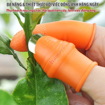 SET Dao Móng Tay Hái Rau Bóc Tỏi Bào Vỏ Củ Quả Kèm 5 Bao Silicon Bảo Vệ Ngón Tay Hamart