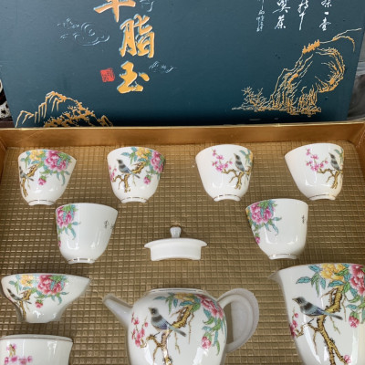 BỘ TRÀ ĐẠO SỨ CAO CẤP PHONG CÁCH NHẬT BẢN HOA VĂN CHIM ÉM MÙA XUÂN 10 MÓN - VD161