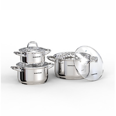 Bộ Nồi Inox 5 Đáy SUNHOUSE SHG517 - Hàng Chính Hãng