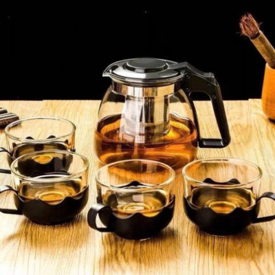 Bộ Bình Lọc Trà Kèm 4 Ly Thủy Tinh Thiết Kế Sang Trọng, Dễ Dàng Vệ Sinh