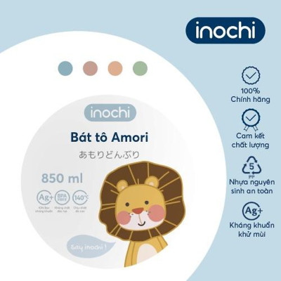 Bát Ăn Amori Sản Xuất Theo Tiêu Chuẩn Xuất Nhật Chất Liệu Nhựa Nguyên Sinh Đảm Bảo An Toàn Tuyệt Đối Cho Người Sử Dụng- Chính Hãng inochi ( Tặng kèm khăn lau pakasa)