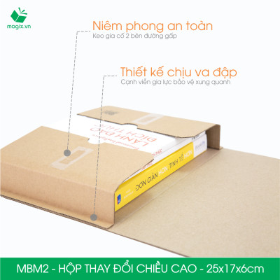 MBM2 - 25x17x6cm - Combo 60 Hộp carton thay đổi chiều cao - Thùng carton đóng hàng