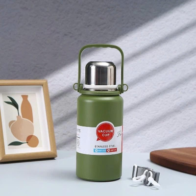 Bình Giữ Nhiệt Cup Inox 316 Nắp Kèm Cốc Có Tấm Lọc Trà, Tay Cầm Tiện Lợi - giao mầu ngẫu nhiên