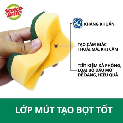 Gói 6 miếng rửa chén 2 mặt kháng khuẩn chống trầy Scotch-Brite 3M SB-MUTG6 - đa năng, 3 tác động làm sạch, độ bền cao, công nghệ độc quyền