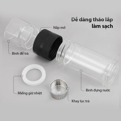 Bình Pha Trà Cao Cấp Cách Nhiệt Tốt Doron MS39 - Hai Lớp Thủy Tinh Giữ Nhiệt - Dung Tích 400ml - Hàng Chính Hãng