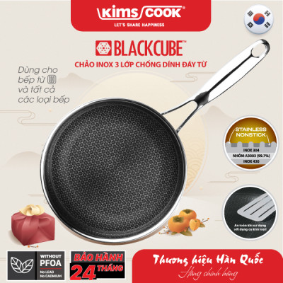 [GIÁ SỐC] CHẢO KHẮC VÂN BLACK CUBE Kims Cook B120C - Chống dính và trầy xước - Chất lượng cao - Dùng cho mọi loại bếp