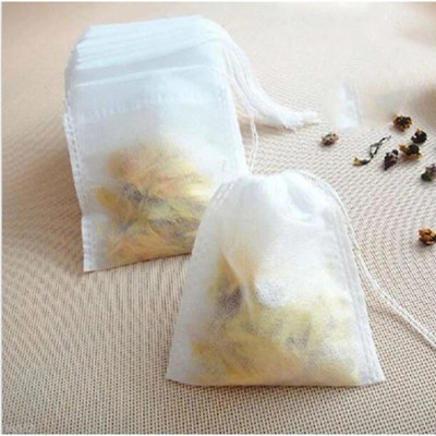 Combo 100 Túi lọc trà/ túi vải không dệt có dây rút size  5 x 7 cm - Hàng chính hãng