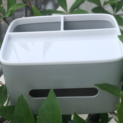 Hộp đựng giấy ăn để bàn có thêm 2 ngăn đựng đồ - màu sắc giao ngẫu nhiên