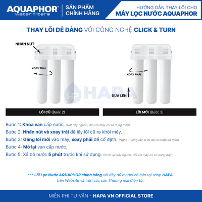 Bộ 4 Lõi Lọc Nước AQUAPHOR Nhập Khẩu Thay Cho Máy AQUAPHOR MORION RO DWM 101S - Hàng Chính Hãng