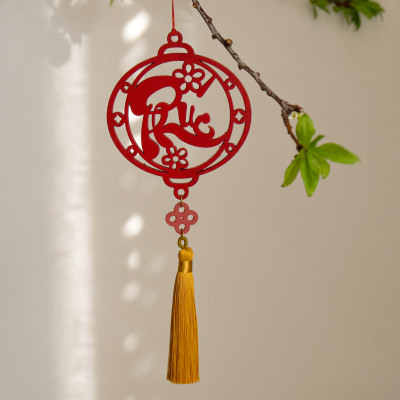 Set 6 dây treo Tết Thư pháp handmade màu đỏ COMBO T6D trang trí mai đào