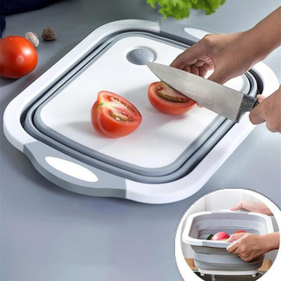 Thớt Nhựa Gấp Gọn Thông Minh Kèm Chậu Rửa Rau Đa Năng 3 Trong 1