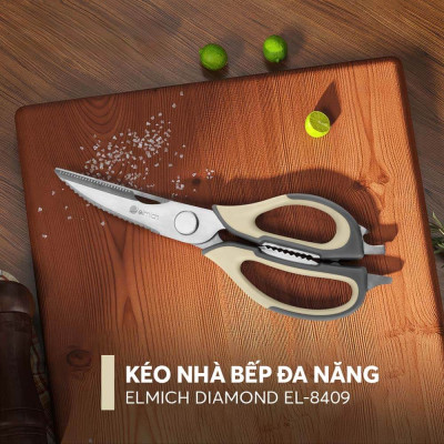 Kéo Nhà Bếp Đa Năng Elmich Diamond EL8409, Hàng Chính Hãng, Khóa Chốt Thông Minh - JoyMall