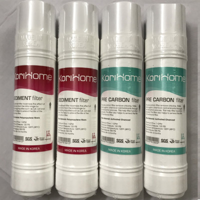 Combo 4 lõi lọc thô: 2 Sediment + 2 Pre carbon chính hãng Korihome 