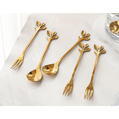 Thìa rĩa lá phong cách Vintage thời thượng hoàng kim hợp kim tạo hình 3 lá - tht111
