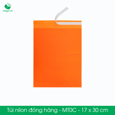 MT0C - 17x30 cm - Túi nilon gói hàng - 200 túi niêm phong đóng hàng màu cam