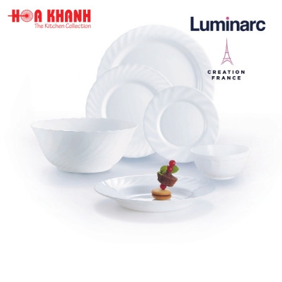 Đĩa Thủy Tinh Luminarc Diwali Đen 19cm đựng thức ăn, cường lực, kháng vỡ - Bộ 3 đĩa - P0789
