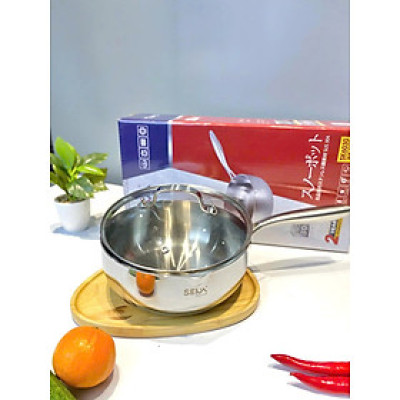 Chảo inox 5 lớp nano nhiệt Seka chống dính tự nhiên có nắp kính cao cấp size 22-24-26cm