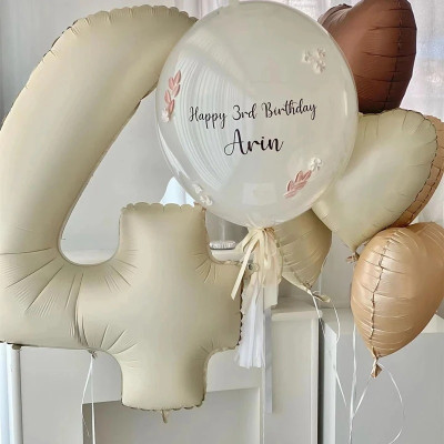 Bóng bay Chữ Số 32” 70 cm màu Trà Sữa và Kem
