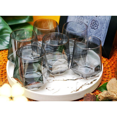 Bộ 6 cốc thủy tinh chịu nhiệt cao cấp vân kim cương