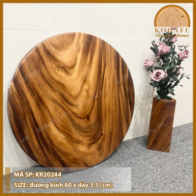 Mặt Bàn Tròn Gỗ Me Tây KOHAFU Đường Kính 60cm - Hàng Y Hình