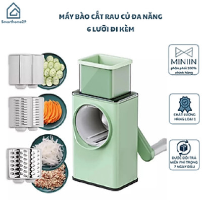 Máy Bào Sợi Thái Lát Rau Củ Xoay Tay, Kèm 6 Lưỡi Dao Cắt 4IN1, Dụng Cụ Thái Lát Rau Củ Quả Đa Năng- HÀNG CHÍNH HÃNG MINIIN