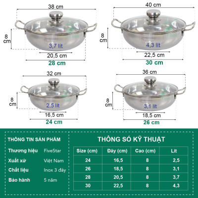 Nồi Um đa Năng Nắp Kính Fivestar