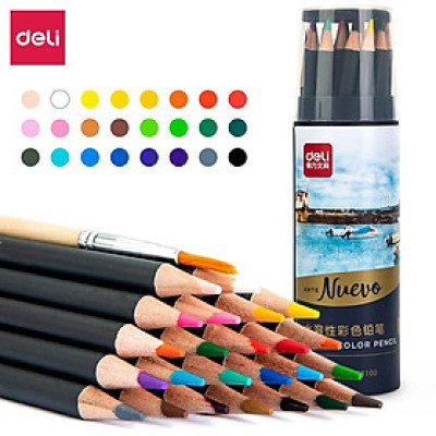 Bút chì màu nước cao cấp Deli dạng cốc - 24 màu/36 màu/48màu/72 màu - 68100/68101/68102/68114