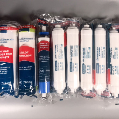 Trọn Bộ 10 Lõi lọc nước SUNHOUSE 1-10 dành cho các model máy Sunhouse SHA76219CK, SHA88115KV, SHA88116K, SHA88118K, SHA88510K, SHR76210CK - Hàng chính hãng mới nhất