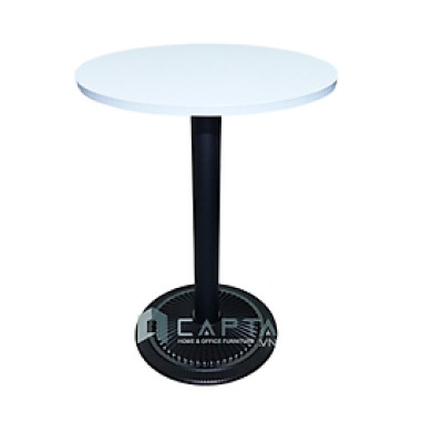Bàn tròn TE1520-06C Nội thất Capta Bàn Cafe chân gang đúc mặt composite màu trắng