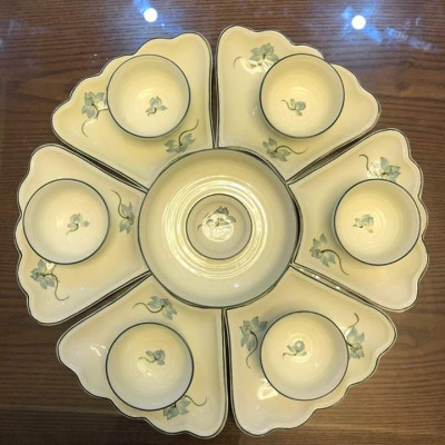 Bộ sản phẩm đĩa mặt trời gốm sứ Bát Tràng