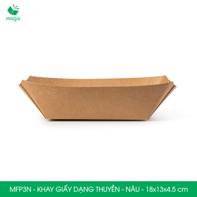 MFP3N - 18x13x4.5 cm - 100 khay giấy dáng thuyền đựng thức ăn, khay giấy đựng món tráng miệng