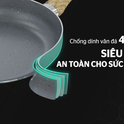  Chảo Sâu Chống Dính Vân Đá Sunhouse Clover CL24S - Hàng Chính Hãng