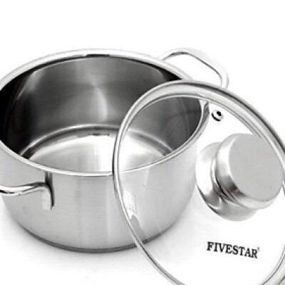 Nồi inox 430  FIVESTAR Standard ca cấp NL-L2 dùng được bếp từ, nắp inox - kính, quai đũa, size16,18,20,22,24cm|GiadụngAnNhiên