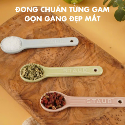 Hũ đựng gia vị 3 màu Staub Macaron gốm sứ cao cấp Hàng chính hãng