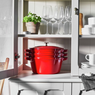 Bộ Nồi Gang STAUB Tròn Màu Đỏ Cherry - 4 Món