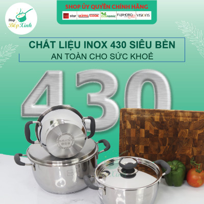 Nồi 3 đáy inox 430 Thân Cool Fivestar Standard quai silicon chống nóng (16cm)