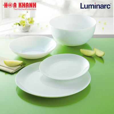 Đĩa Thủy Tinh Luminarc Diwali Trắng 19cm cường lực, chịu nhiệt - 1 đĩa - N3603