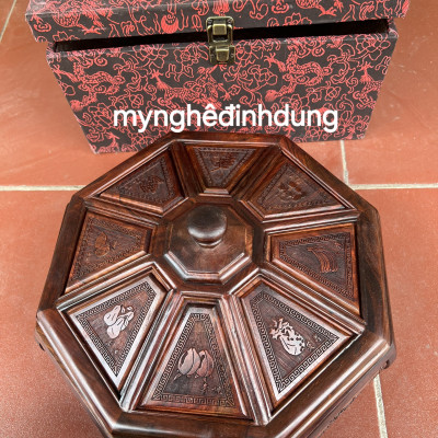 Hộp đựng bánh kẹo đa năng bằng gỗ trắc đỏ đen 30x15cm 