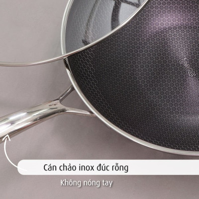 [Hàng chính hãng] Chảo xào/ đa năng sâu lòng inox iMat Hybrid Blackcube 20cm, Phủ chống dính Ceramic đen